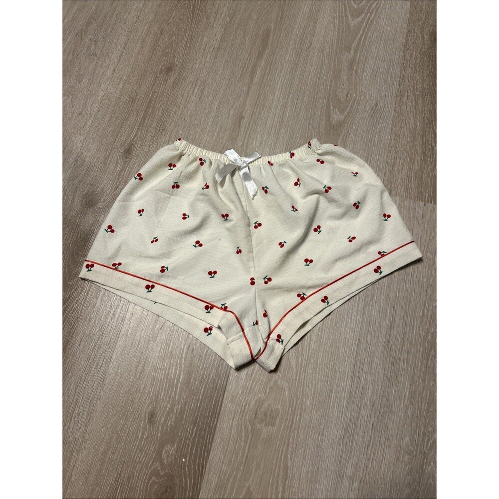 Cherry Pajama Shorts With Elastic Waistband And Bow Sz Medium